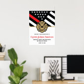 Brandweerman Pensioen Partij Rode Lijn Vlag Welkom Poster (Thuiskantoor)