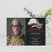 Brandweerman Pensioen Partij Thin Red Line Foto Kaart (Staand voorkant)