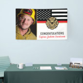 Brandweerman Pensioen Partij Thin Red Line Foto Spandoek (Beurs)