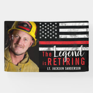 Brandweerman Pensioen Rode lijn Brandweerman Foto Spandoek