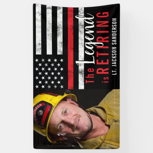 Brandweerman Pensioen Rode lijn Brandweerman Foto Spandoek (Verticaal)