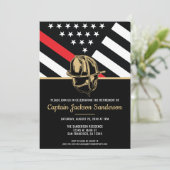 Brandweerman pensioen rode lijn vlag brandweerman  kaart (Staand voorkant)