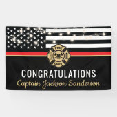 Brandweerman pensioen rode lijn vlag partij spandoek (Horizontaal)