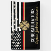 Brandweerman pensioen rode lijn vlag partij spandoek (Verticaal)