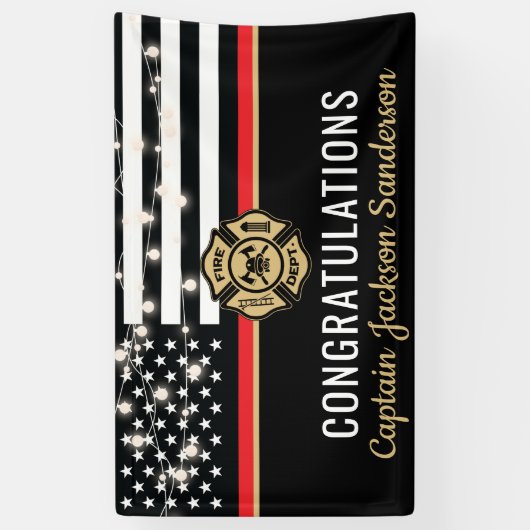 Brandweerman pensioen rode lijn vlag partij spandoek (Verticaal)