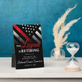 Brandweerman pensioen rode lijn vlag welkom fotoplaat (Zijkant)