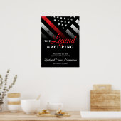 Brandweerman pensioen rode lijn vlag welkom poster (Keuken)