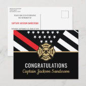 Brandweerman Pensioen Rood Lijn Vlag Brandweerman Uitnodiging Briefkaart (Voorkant / Achterkant)