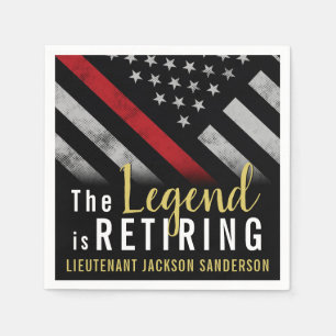 Brandweerman Pensioenpartij Rode Lijn Vlag Brandwe Servet