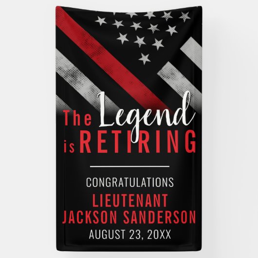 Brandweerman Pensioenpartij Rode Lijn Vlag Brandwe Spandoek (Verticaal)