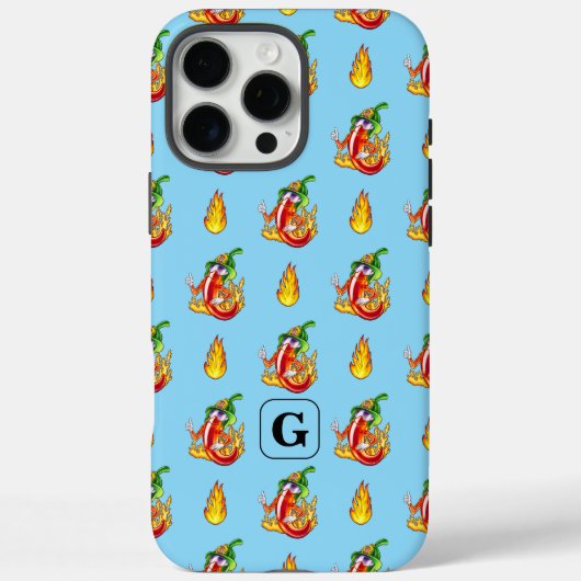 Brandweerman Pepper & Flame Pattern Initiaal Optio Case-Mate iPhone Case (Achterkant)