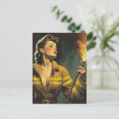  brandweerman Pin Up Briefkaart (Staand voorkant)