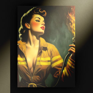  brandweerman Pin Up Briefkaart