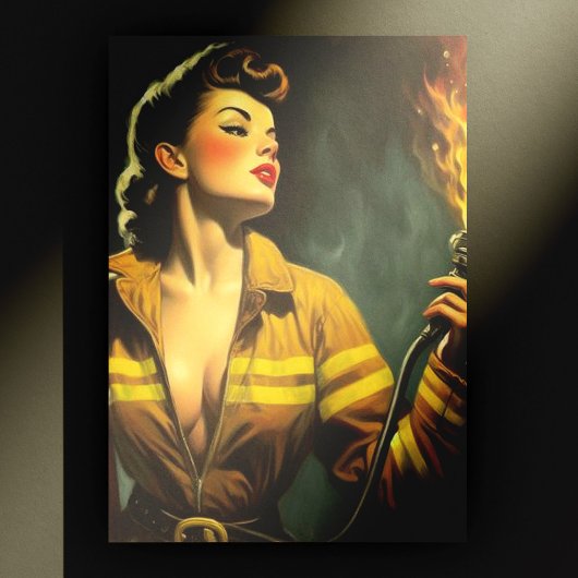  brandweerman Pin Up Briefkaart