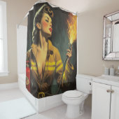  brandweerman Pin Up Douchegordijn (In situ)