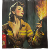  brandweerman Pin Up Douchegordijn (Voorkant)