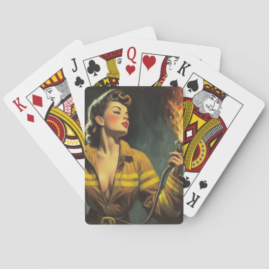  brandweerman Pin Up Pokerkaarten (Achterkant)