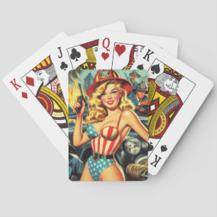 brandweerman pin-up pokerkaarten