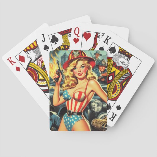 brandweerman pin-up pokerkaarten (Achterkant)