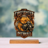 Brandweerman Pitbull Hond Gas Mask Schild Acryl Bord (Neutraal)