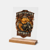 Brandweerman Pitbull Hond Gas Mask Schild Acryl Bord (Hoek)