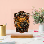 Brandweerman Pitbull Hond Gas Mask Schild Acryl Bord (Huwelijk)