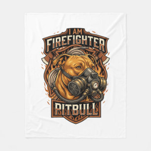 Brandweerman Pitbull Hond Gas Mask Schild Fleece Deken