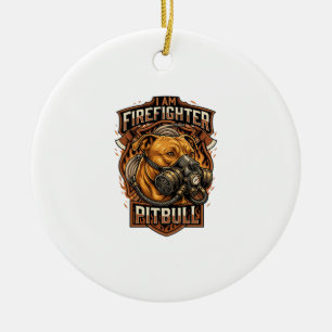 Brandweerman Pitbull Hond Gas Mask Schild Keramisch Ornament