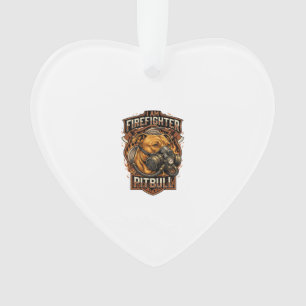 Brandweerman Pitbull Hond Gas Mask Schild Ornament