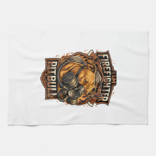 Brandweerman Pitbull Hond Gas Mask Schild Theedoek