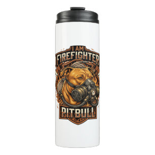 Brandweerman Pitbull Hond Gas Mask Schild Thermosbeker