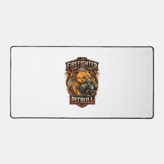 Brandweerman Pitbull Hond Gas Masker Schild Bureaumat (Voorkant)