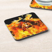 Brandweerman Plastic onderzetters met kurk achterz (Linkerzijde)