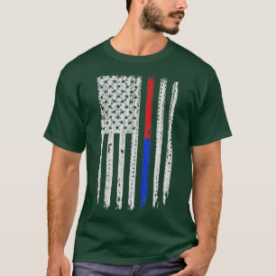 Brandweerman Politieagent Rode Blauwe Lijn Vlag T-shirt