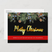 Brandweerman, prettige kerstdagen met rode lijn feestdagenkaart (Voorkant / Achterkant)