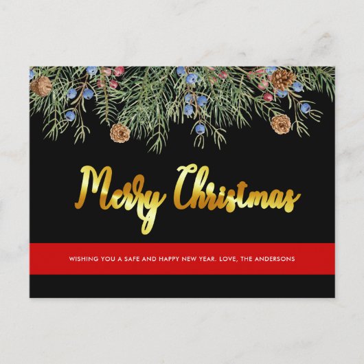 Brandweerman, prettige kerstdagen met rode lijn feestdagenkaart (Voorkant)