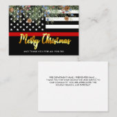 brandweerman, prettige kerstrode lijn Dank je wel Visitekaartje (Voorkant / Achterkant)