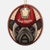 Brandweerman Pug Keramisch Ornament (Links)