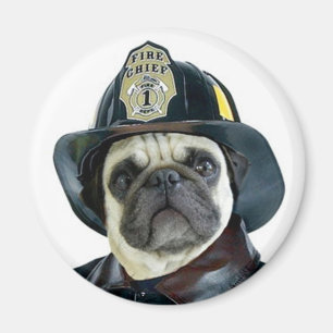 Brandweerman Pug magneet