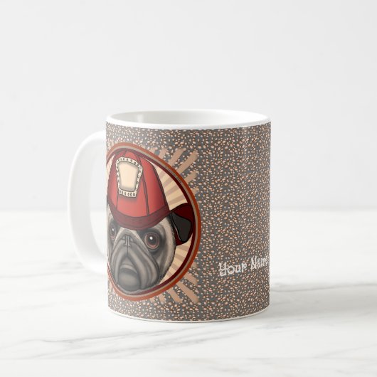 Brandweerman Pug Mok (Voorkant links)