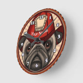 Brandweerman Pug Ronde Klok (Hoek)