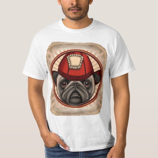 Brandweerman Pug T-shirt (Voorkant)