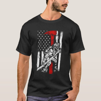 Brandweerman Red Axe Noodlijdende Vuur Amerikaanse T-shirt