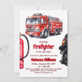 Brandweerman Red Fire Truck Boy Baby shower Kaart (Voorkant)