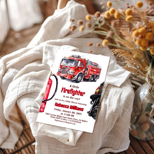 Brandweerman Red Fire Truck Boy Baby shower Kaart