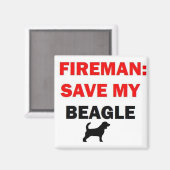 Brandweerman red mijn Beagle Magneet (Voorkant / Achterkant)
