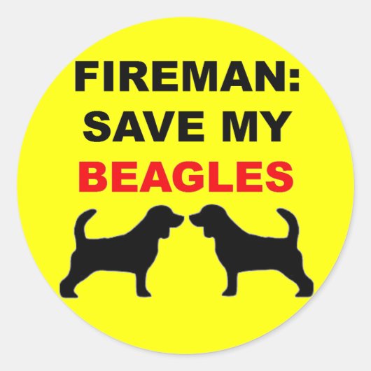 Brandweerman Red mijn Beagles Ronde Sticker (Voorkant)
