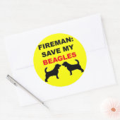 Brandweerman Red mijn Beagles Ronde Sticker (Envelop)
