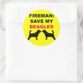 Brandweerman Red mijn Beagles Ronde Sticker (Tas)