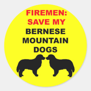 Brandweerman red mijn berner berghonden ronde sticker